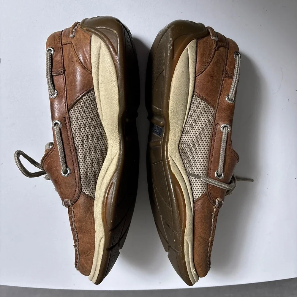 Sperry Boat Shoes 8M Brown Leather Mesh Nautical Classic Casual Coastal